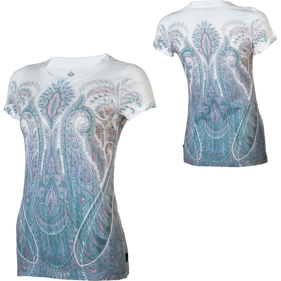Prana Tops - prAna Destiny Top - Short-Sleeve Women's size XL White/Purple/Blue Cotton spring